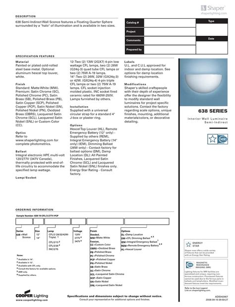 EUX spec sheet - Cooper Lighting