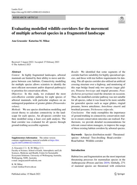 Evaluating modelled wildlife corridors for the movement of multiple ... - wintechmobiles.com