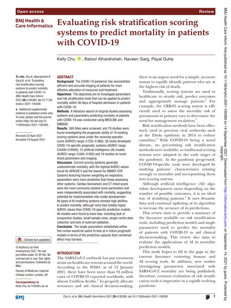 Evaluating risk stratification scoring systems to predict mortality in ... - coolestguyplanet.net