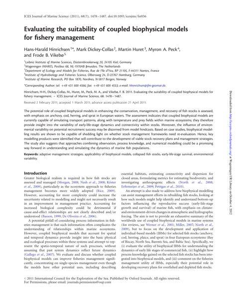 Evaluating the suitability of coupled biophysical models for fishery ... - raincitystudios.com