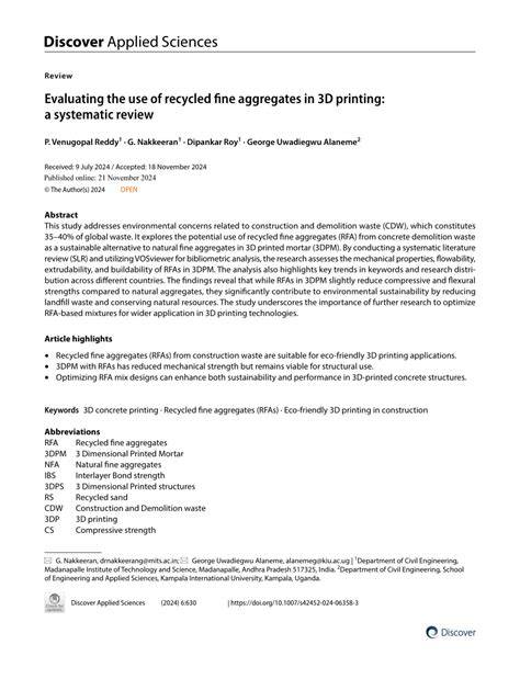 Evaluating the use of recycled fine aggregates in 3D ... - Springer - raincitystudios.com