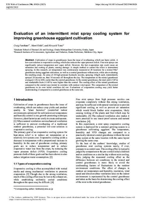Evaluation of an intermittent mist spray cooling system for improving ... - raincitystudios.com