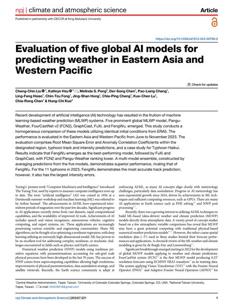 Evaluation of five global AI models for predicting weather in Eastern ... - coolestguyplanet.net