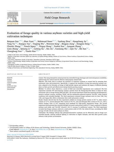 Evaluation of forage quality in various soybean varieties and high ... - raincitystudios.com