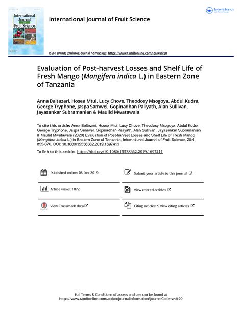 Evaluation of Post-harvest Losses and Shelf Life of Fresh Mango ( - raincitystudios.com