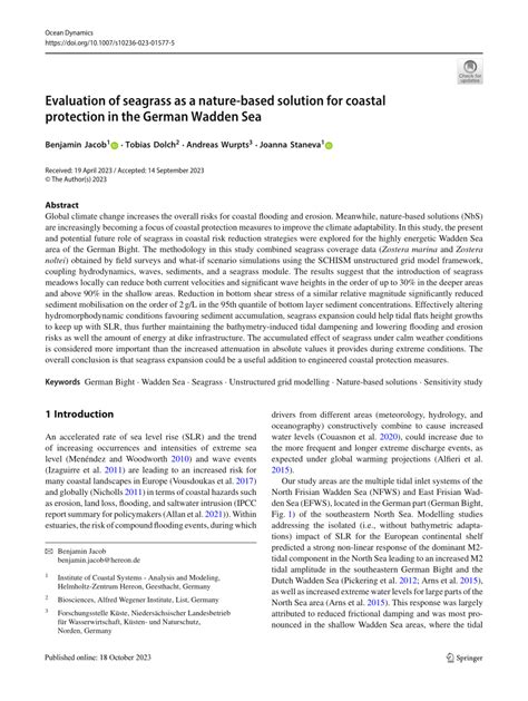 Evaluation of seagrass as a nature-based solution for coastal ... - muktibox.com
