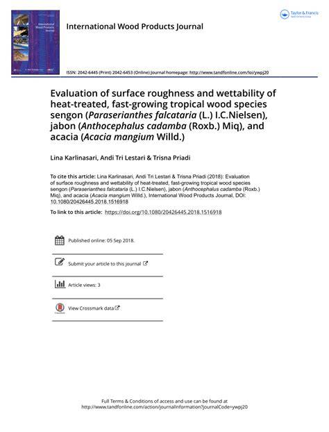 Evaluation of surface roughness and wettability of heat-treated, fast ... - raincitystudios.com