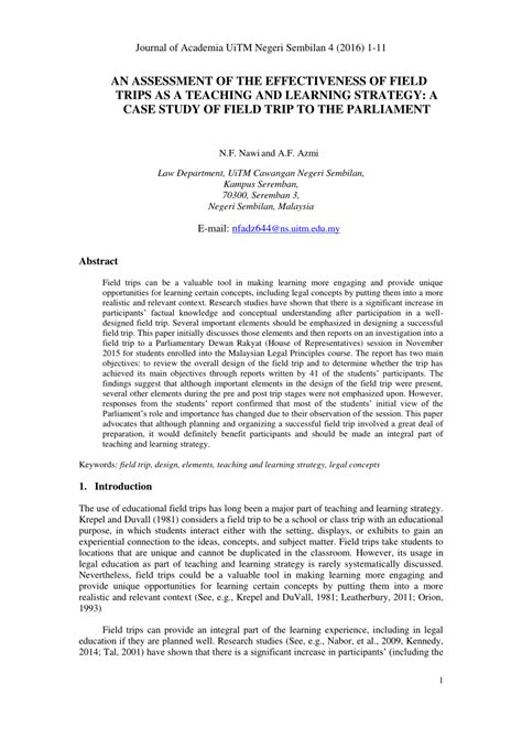 Evaluation of the Effectiveness of Field Trips in the Teaching and ... - wintechmobiles.com