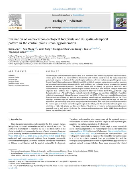 Evaluation of water-carbon-ecological footprints and its spatial ... - wintechmobiles.com
