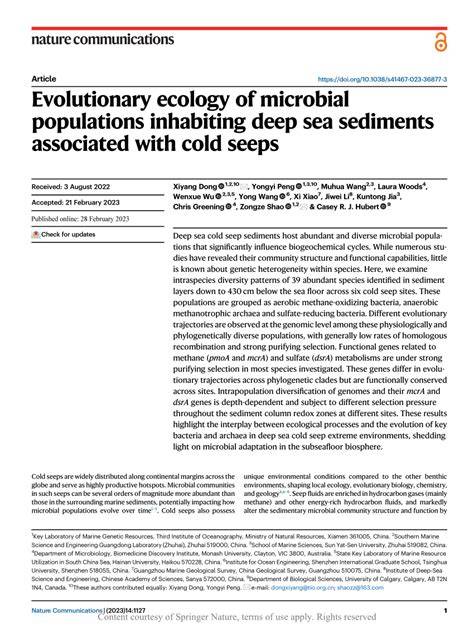 Evolutionary ecology of microbial populations inhabiting deep sea ... - raincitystudios.com