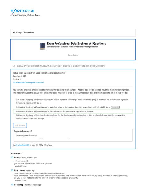 Exam Professional Data Engineer All Questions - ExamTopics - coolestguyplanet.net