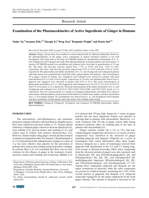 Examination of the Pharmacokinetics of Active Ingredients of Ginger in ... - muktibox.com