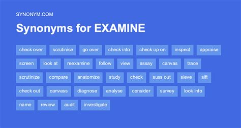 EXAMINE Synonyms: 81 Synonyms & Antonyms for …