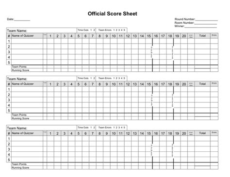 EXCEL TEMPLATES Basketball Score Sheet Example