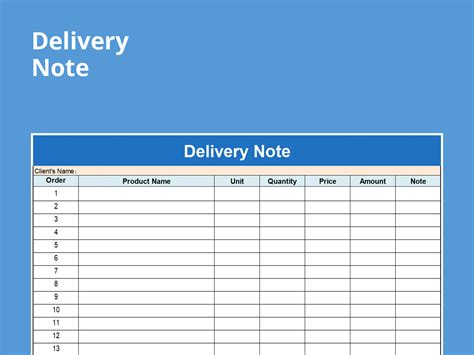 EXCEL of Delivery Note.xls WPS Free Templates