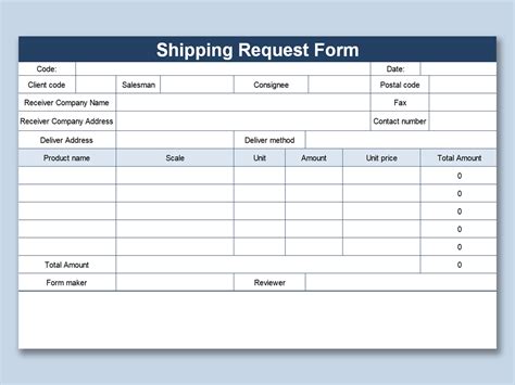 EXCEL of Shipping Request Form.xls WPS Free Templates