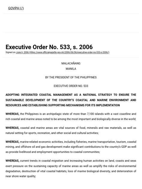 Executive Order No. 533 - The Lawphil Project - raincitystudios.com