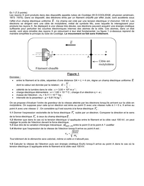 EXERCICE I – LES RAYONS X, OUTIL D’INVESTIGATION (6 …