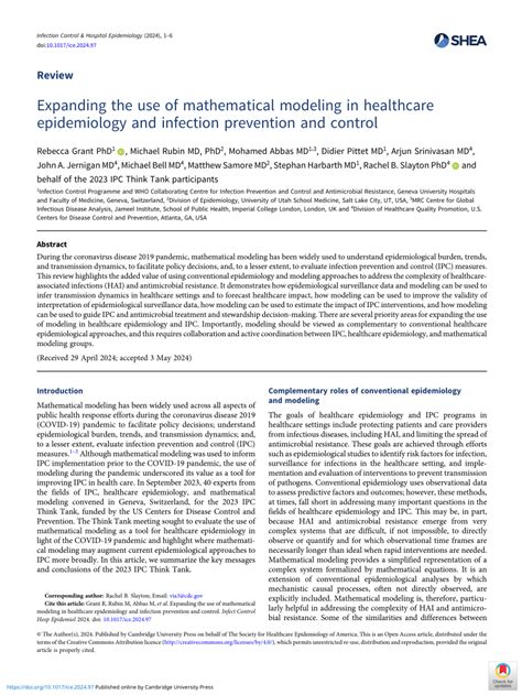 Expanding the use of mathematical modeling in healthcare epidemiology ... - muktibox.com