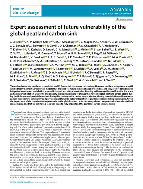 Expert assessment of future vulnerability of the global peatland carbon ... - muktibox.com