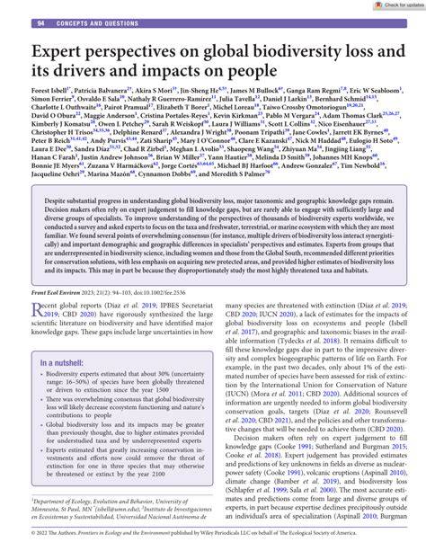 Expert perspectives on global biodiversity loss and its … - raincitystudios.com