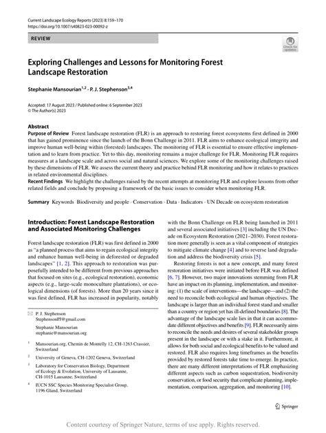 Exploring Challenges and Lessons for Monitoring Forest Landscape ... - raincitystudios.com
