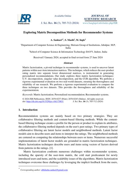 Exploring Matrix Decomposition Methods for Recommender Systems - wintechmobiles.com