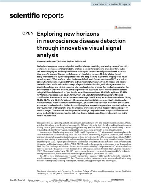 Exploring new horizons in neuroscience disease detection through ... - coolestguyplanet.net