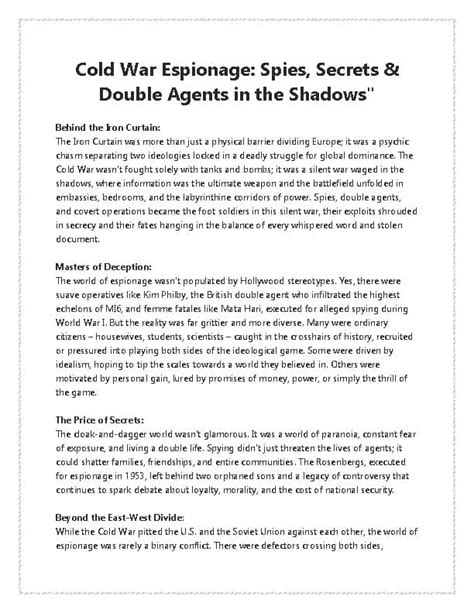 Exploring the Intriguing World of Cold War Spies and Espionage - wintechmobiles.com