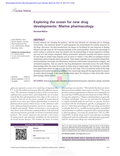 Exploring the ocean for new drug developments: - ProQuest - raincitystudios.com