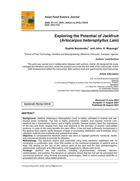 Exploring the Potential of Jackfruit (Artocarpus … - raincitystudios.com