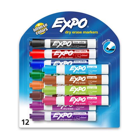 EXPO Low-Odor Dry Erase Markers, Chisel Tip, Purple, 12-Count