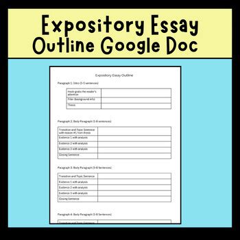 EXPOSITORY ESSAY OUTLINE Google Docs