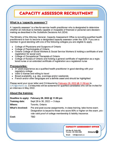 EXPRESSION OF INTEREST: CAPACITY ASSESSOR TRAINING