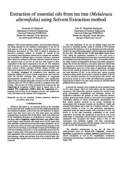Extraction of Essential Oils from Melaleuca alternifolia sp ... - raincitystudios.com