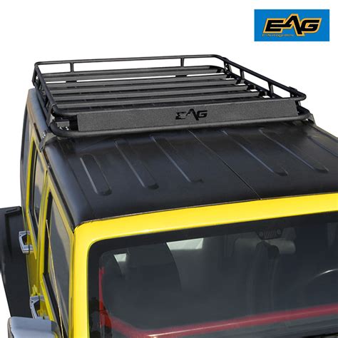 Eag roof rack. Aug 8, 2019 · Made with heavy duty steel tube, the EAG Roof Rack maximizes your cargo carrying capabilities to haul extra gear and free up much needed breathing room in your Jeep. Even empty, the rack will look great on your rig. Textured black powder-coat finish for durability and corrosion resistance. 