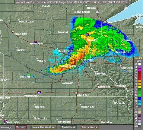 See the latest Minnesota Doppler radar weather map including areas of rain, snow and ice. Our interactive map allows you to see the local & national weather