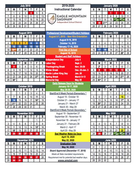 Eagle Mountain Saginaw Isd Calendar