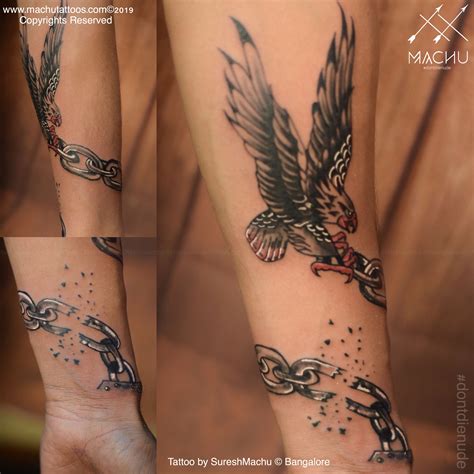 Eagle break the chain and flying tattoo in 2020 Broken tattoo, Flying