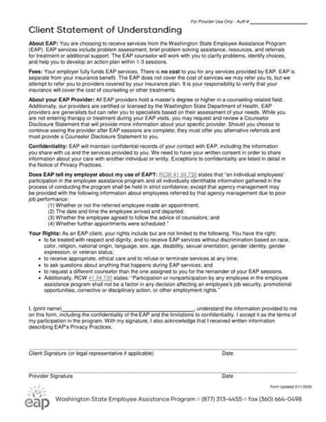 Eap Statement Of Understanding Form Fill Out and Sign Printable PDF