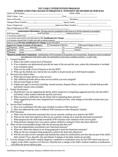 Early Intervention Change Form Fill Out and Sign Printable PDF