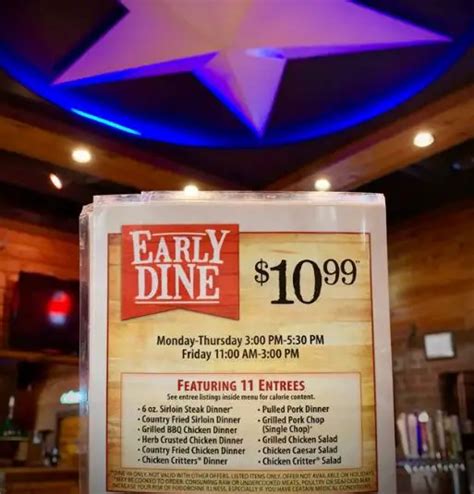 Early dine special texas roadhouse. 2780 Main Street NW, Coon Rapids, MN 55448. Get Directions 763-862-3389 Find Us on Facebook. JOIN WAITLIST ORDER TO-GO VIEW MENU. 