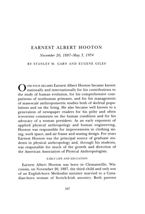 Earnest Hooton - National Academy of Sciences