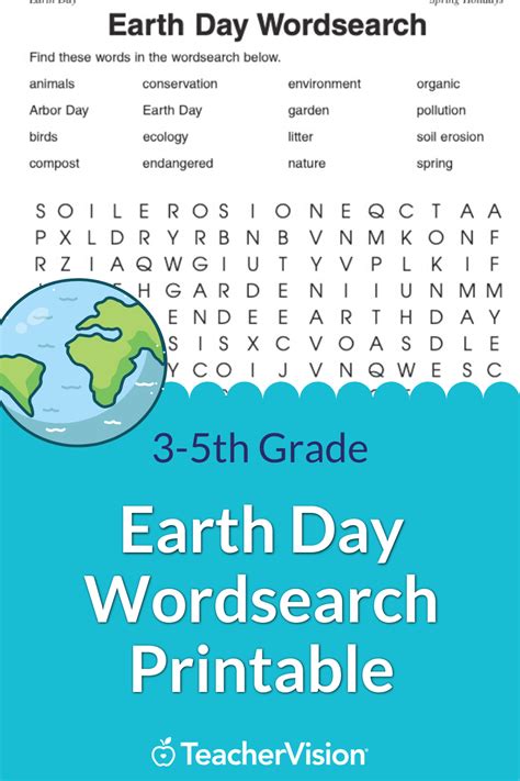 Earth Day Word Search Fun and Educational Game
