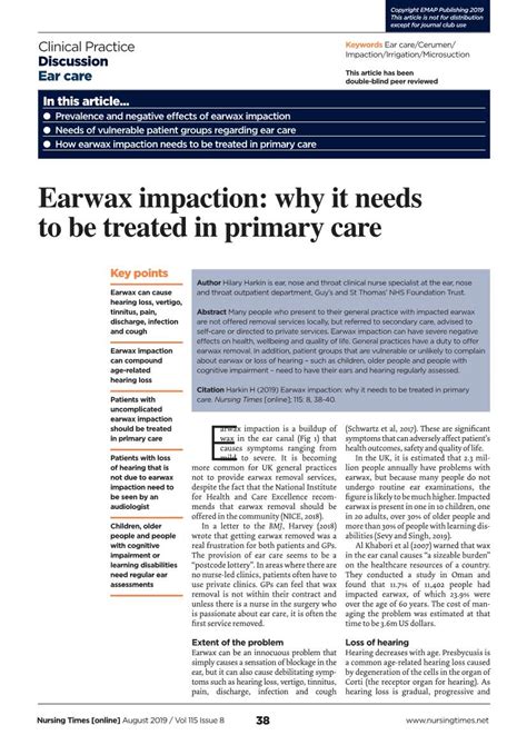 Earwax impaction: why it needs to be treated in primary …