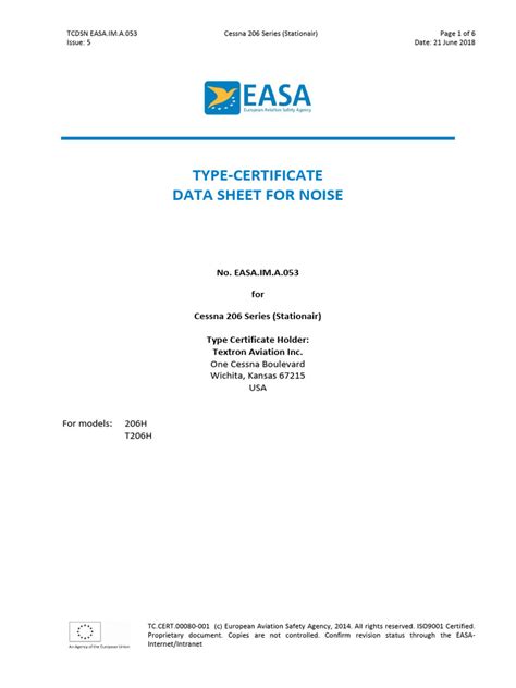 Easa noise tcds.  mar.  TCDSN EASA.  PW206B Additional modifications esse...