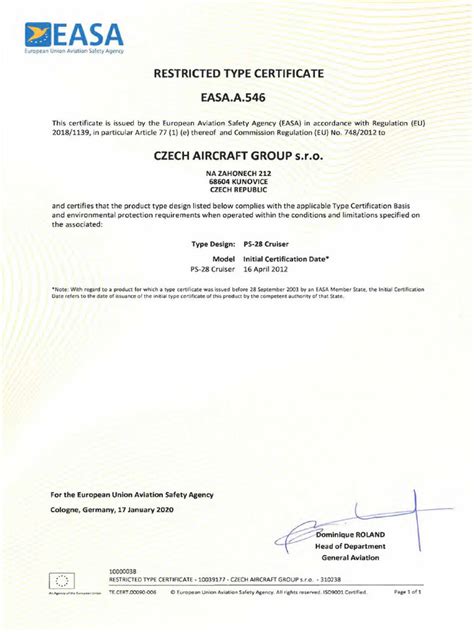 Easa restricted type certificate.  Aug 21, 2008 · EASA | European Unio...