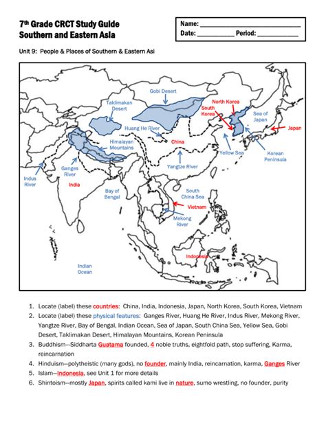East and southeast asia study guide answers. - Plano de estudos elementares, traçado en maneira de carta.