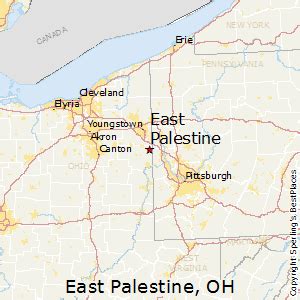 Driving directions to East Palestine, OH including road conditions, live traffic updates, and reviews of local businesses along the way.