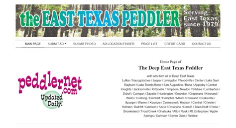 East texas peddler jasper. Let the EAST TEXAS PEDDLER make your Garage Sale a success! Submit online at www.peddlernet.com 